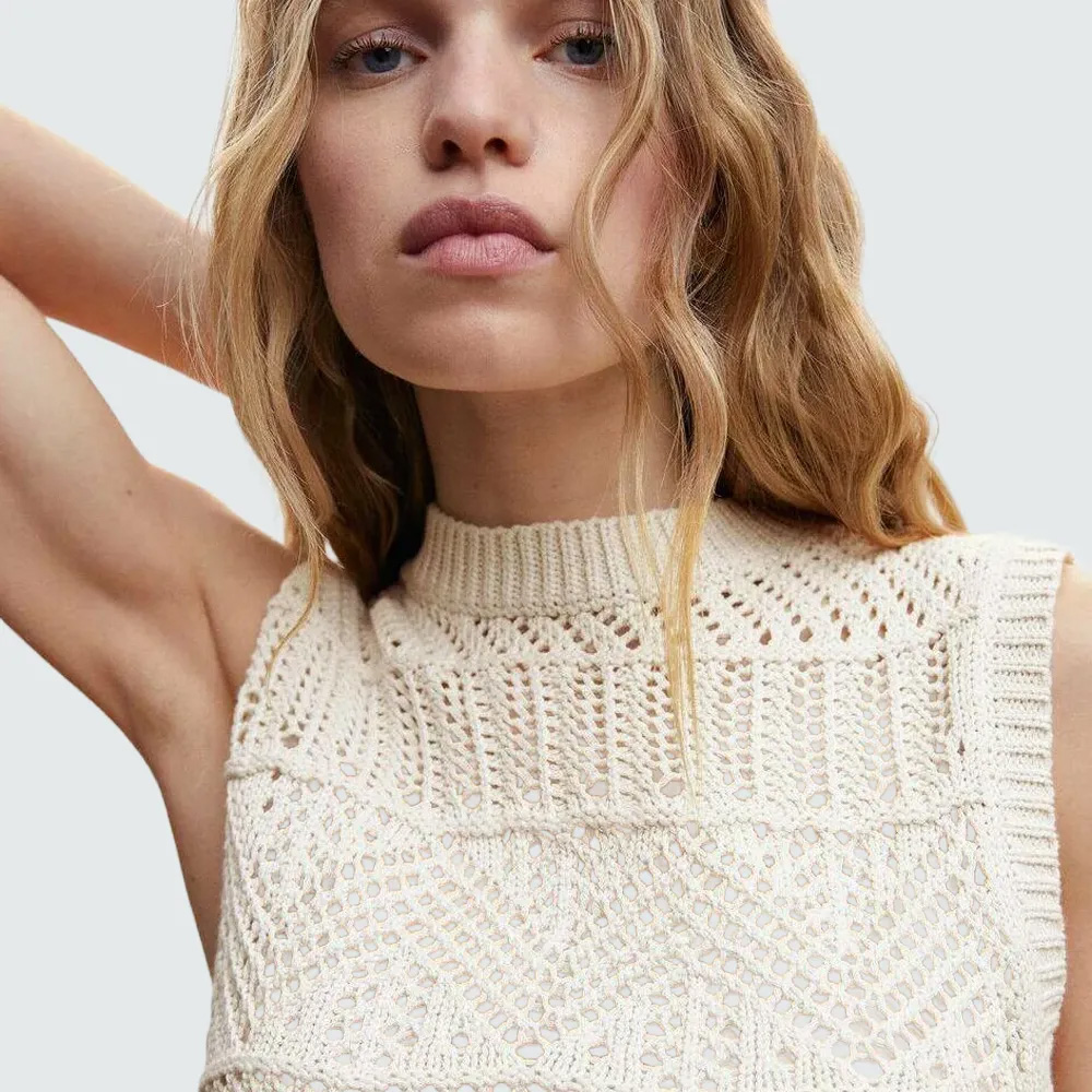 Openwork Knit Cotton Top1